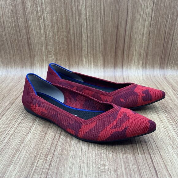 Rothy's Red Camo The Point Flats Shoes‎ Womens 9 Rare Pointed Ballet Camouflage